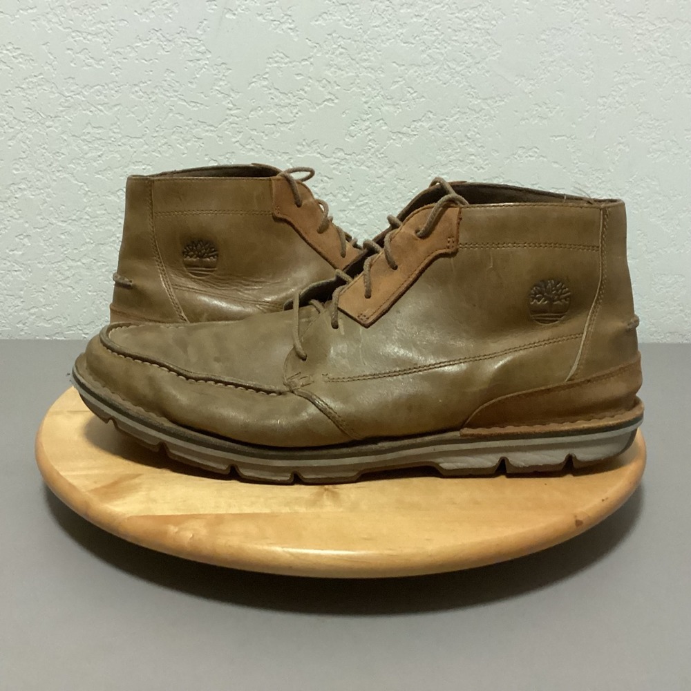 Timberland Men's Brown Leather Chukka‎ Boots Lace Up Casual Size 14W A0960
